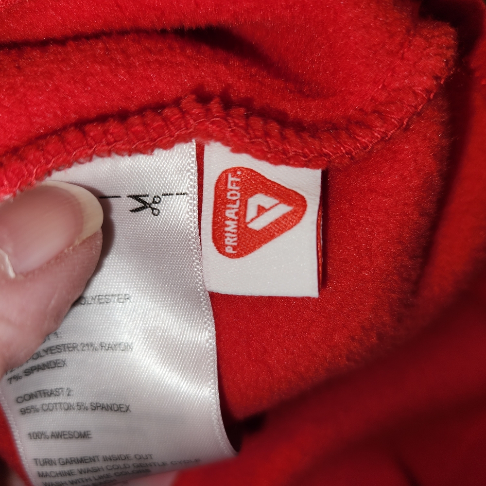 FIGS Vibrant Red On Shift Full Zip Fleece Jacket Size M 7 Pockets Mock Neck Soft - Picture 13 of 16
